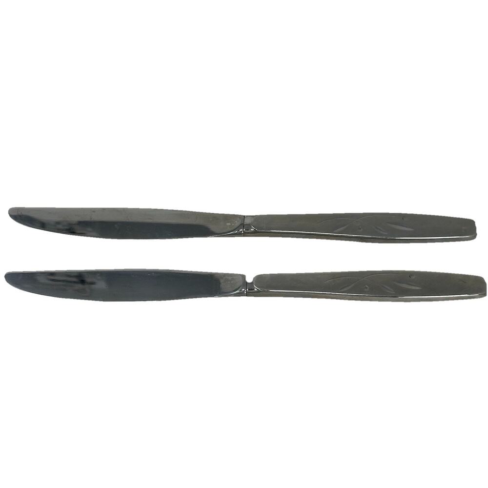 Two Oneida Will O' Wisp Cube Stainless Dinner Knives 9” Flatware